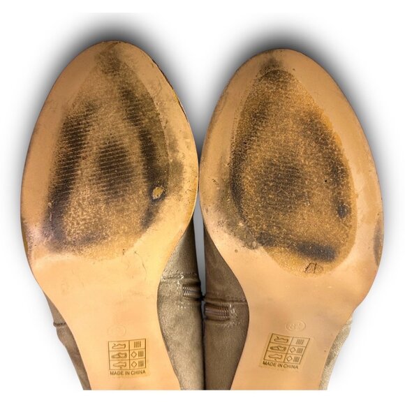 Chic Journee Womens Faux Suede Tan High Heel Ankle Booties Side Zipper EUC Sz8 - Picture 10 of 14